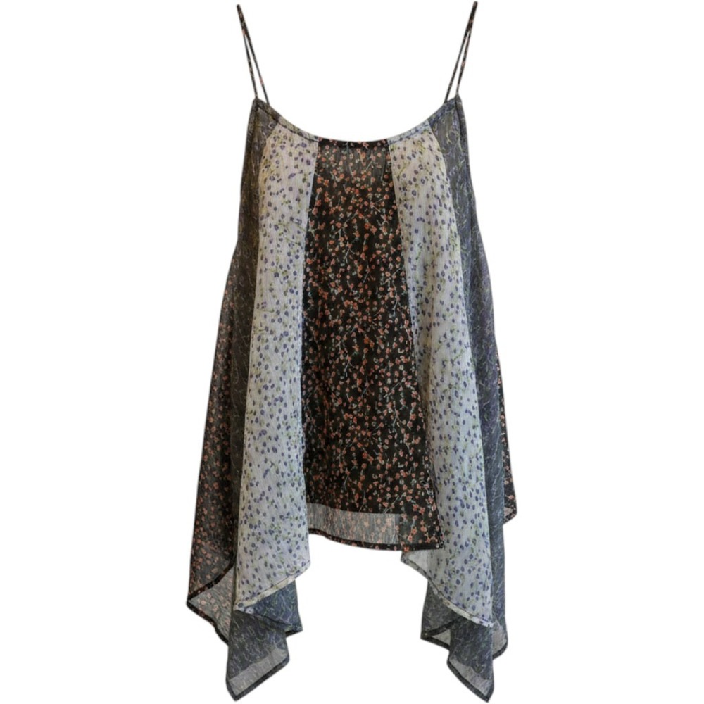 Steve Madden Floral Multi Print Flowy Cami Top Handkerchief Hem Small